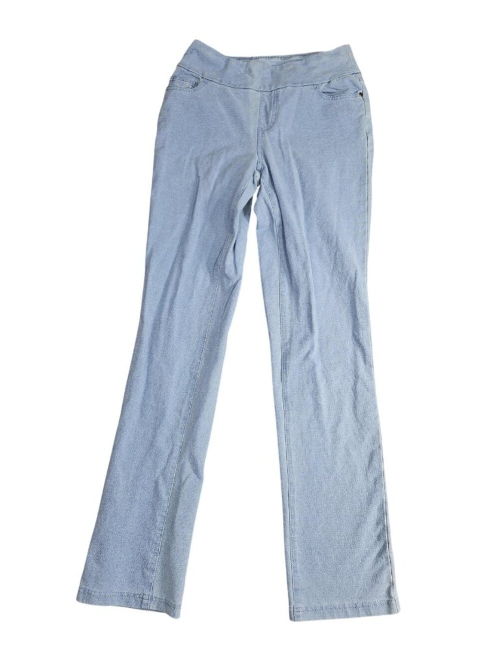 Denim & Co. Straight Jeans Womens 2 Blue Light Wash High Rise Pull On Stretch